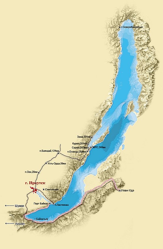 карта турбаз острова Байкал