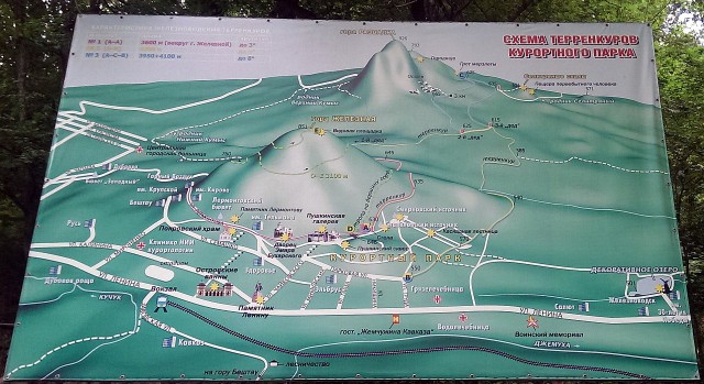 Схема терренкуров курортного парка г. Железноводск и горы «Железной»